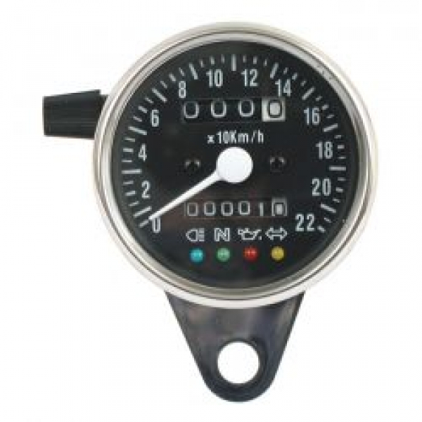 LED mini speedo 2:1 mph. chrome with black face plate